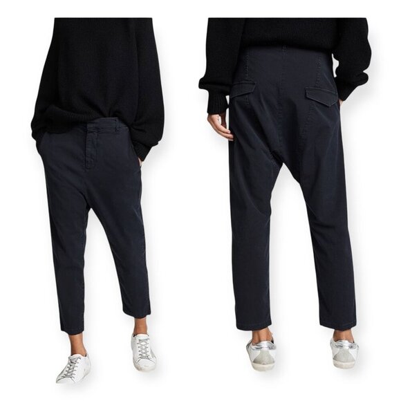 Nili Lotan Paris Drop Crotch Cropped‎ Pants in Jet Black  Size 6, New with tag - Picture 2 of 12